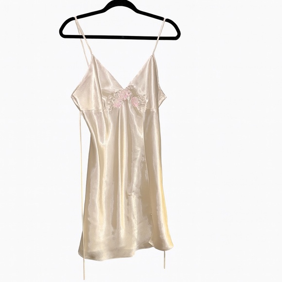 Secret Treasures Other - Secret Treasures Cream Satin Slip with Pink Accents